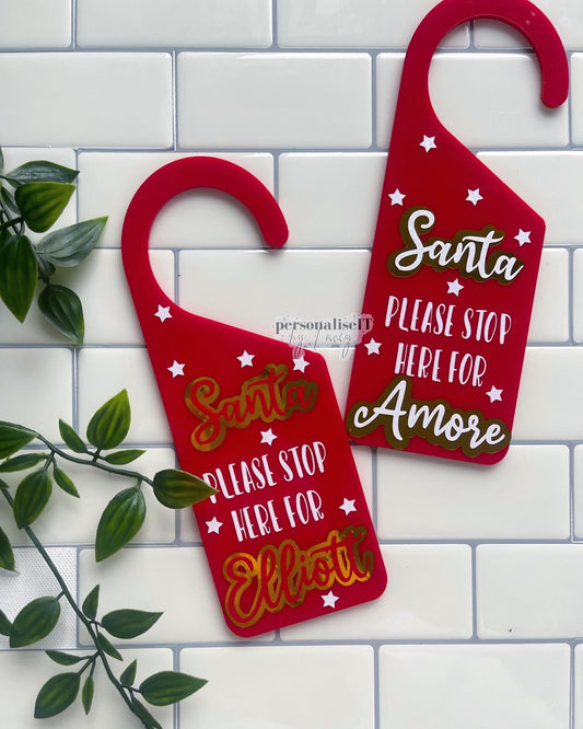 Personalised Santa Stop Here Door Hanger