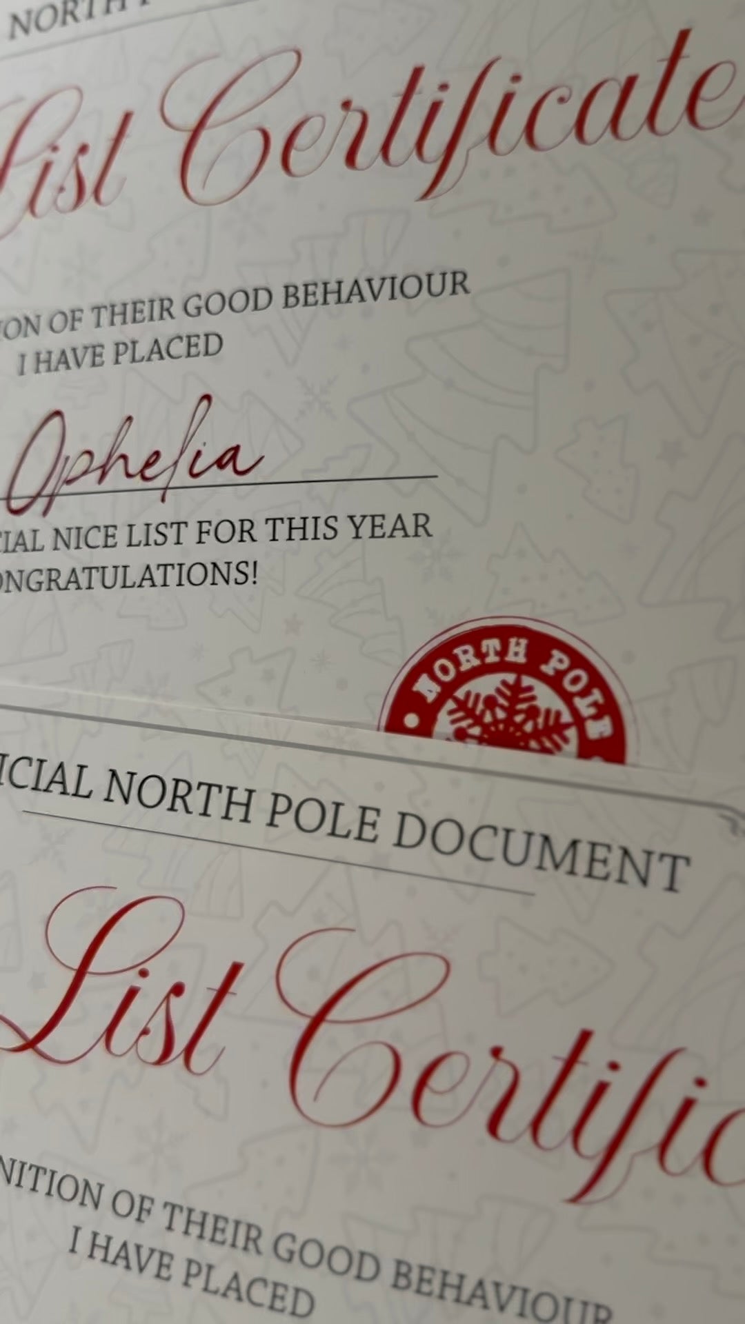 Personalised Nice List Certificate