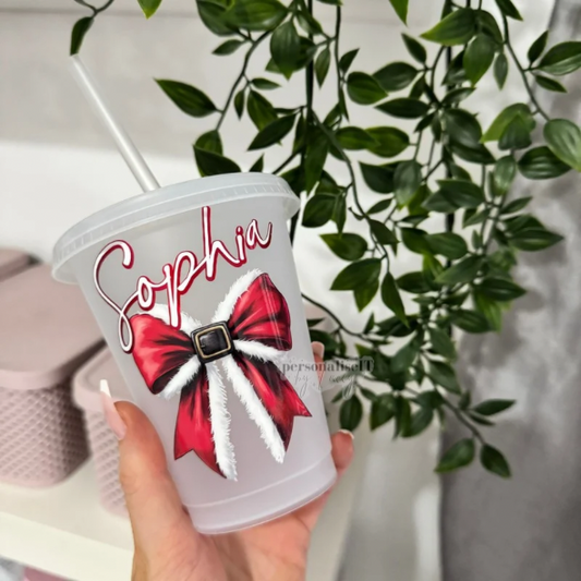 Personalised Christmas Bow Cup