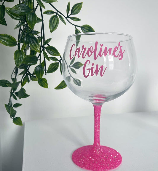 Personalised Glitter Gin Glass.