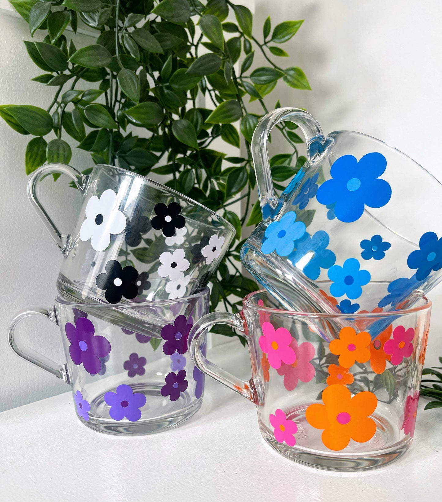 Retro Flower Glass Mug