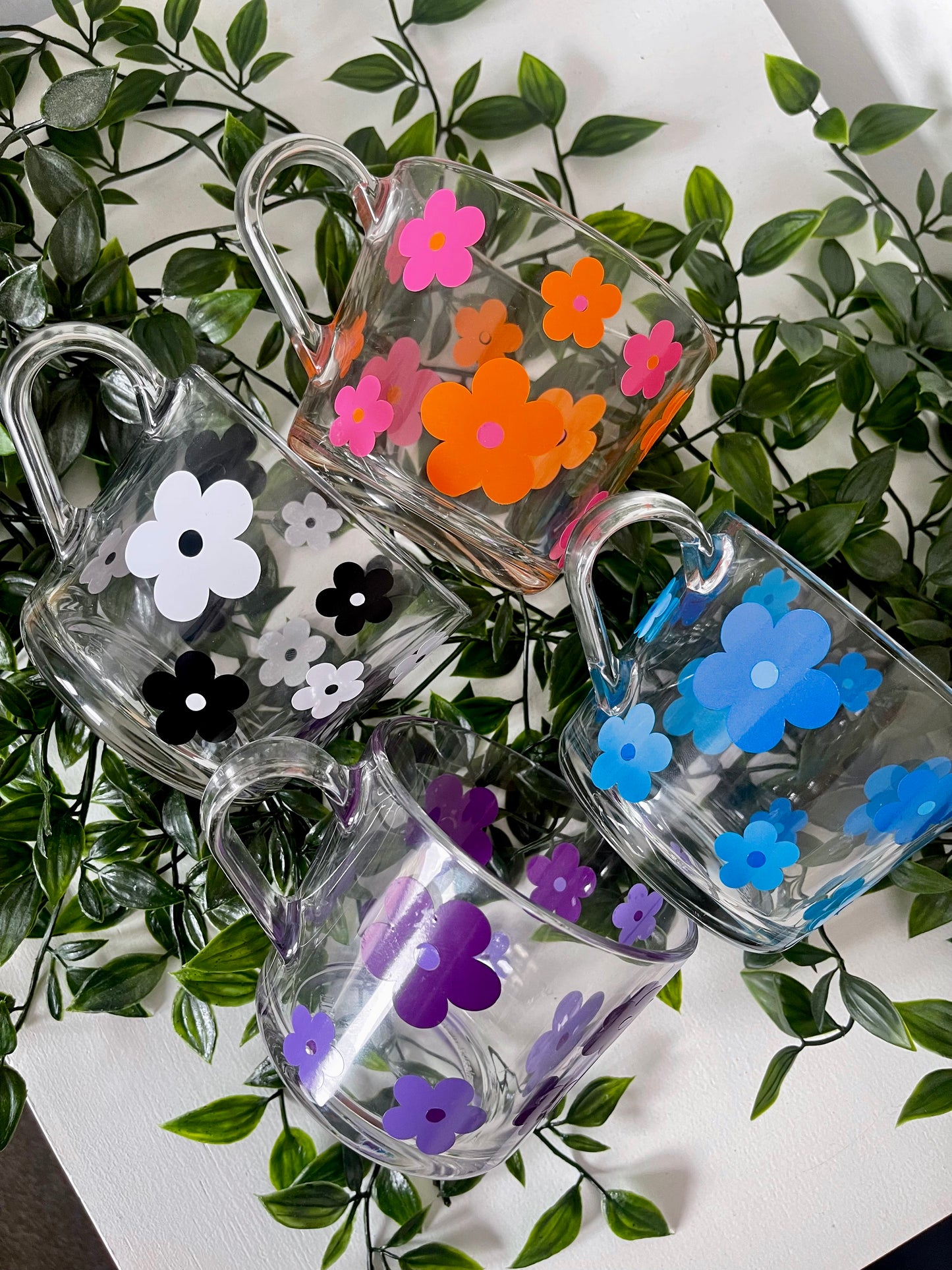 Retro Flower Glass Mug